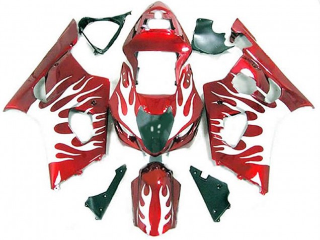 03-04 Blanc Et Rouge Flamme GSXR 1000 Carena Moto 03-04 Blanc Et Rouge Flamme GSXR 1000 Carena Moto