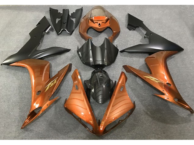 04-06 Stile Arancione Lucido & Fibra Di Carbonio R1 Carena Moto