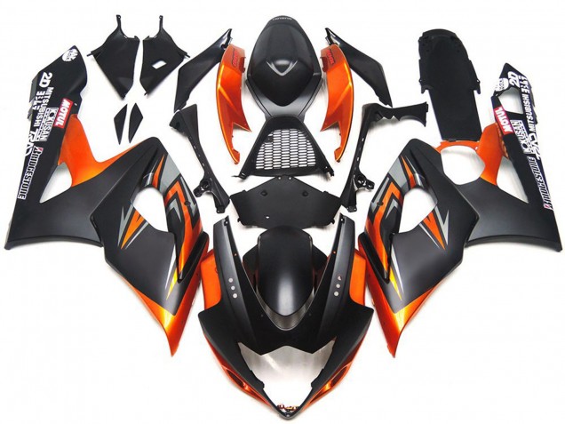 05-06 Nero Opaco & Lucido Personalizzato & Arancione GSXR 1000 Carena Moto