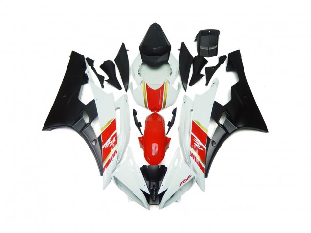 06-07 Nero Opaco Personalizzato & Rosso Con Bianco R6 Carena Moto 06-07 Nero Opaco Personalizzato & Rosso Con Bianco R6 Carena Moto