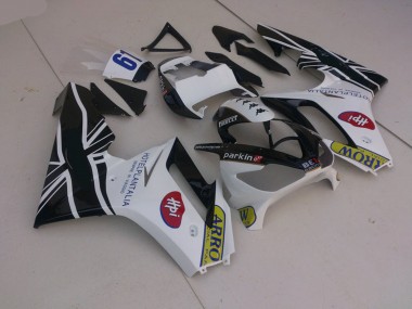 06-08 Bianco & Nero Con Bandiera Daytona 675 Carena Moto