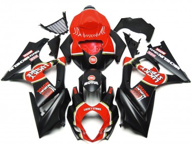 07-08 Personalizzato Nero Opaco Vibrante Lucky Strike GSXR 1000 Carena Moto
