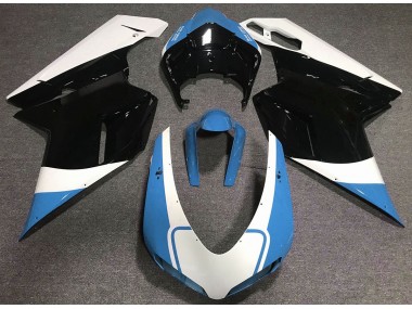 07-14 Azzurro Lucido Bianco & Nero Ducati 848 1098 1198 Carena Moto