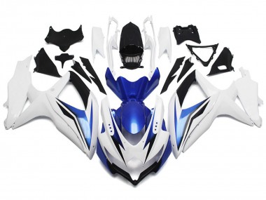 08-10 Bianco Lucido Con Argento & Blu GSXR 600-750 Carena Moto