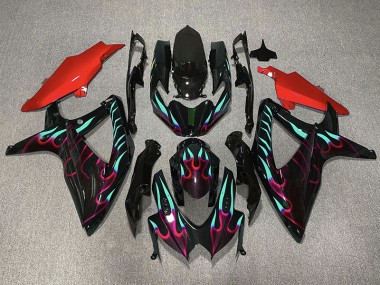 08-10 Rosso & Ciano Fiamma GSXR 600-750 Carena Moto