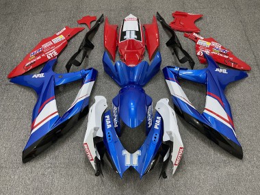 08-10 Stile Personalizzato Rosso Blu & Bianco Lucido GSXR 600-750 Carena Moto