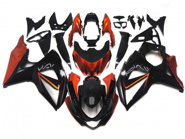 09-16 Arancione & Nero Personalizzati Con Inserto Argento GSXR 1000 Carena Moto 09-16 Arancione & Nero Personalizzati Con Inserto Argento GSXR 1000 Carena Moto