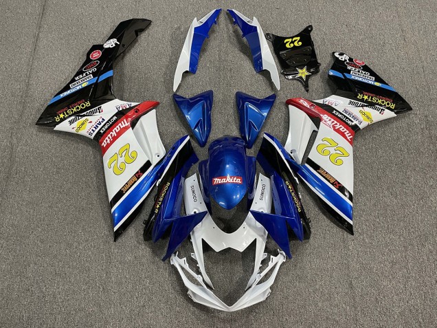 11-24 22 Rockstar Bianco & Blu GSXR 600-750 Carena Moto 11-24 22 Rockstar Bianco & Blu GSXR 600-750 Carena Moto